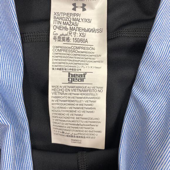 Under Armour Heatgear Capri Leggings 18" Sport Black Blue Stripe Womens Sz XS - Picture 7 of 8